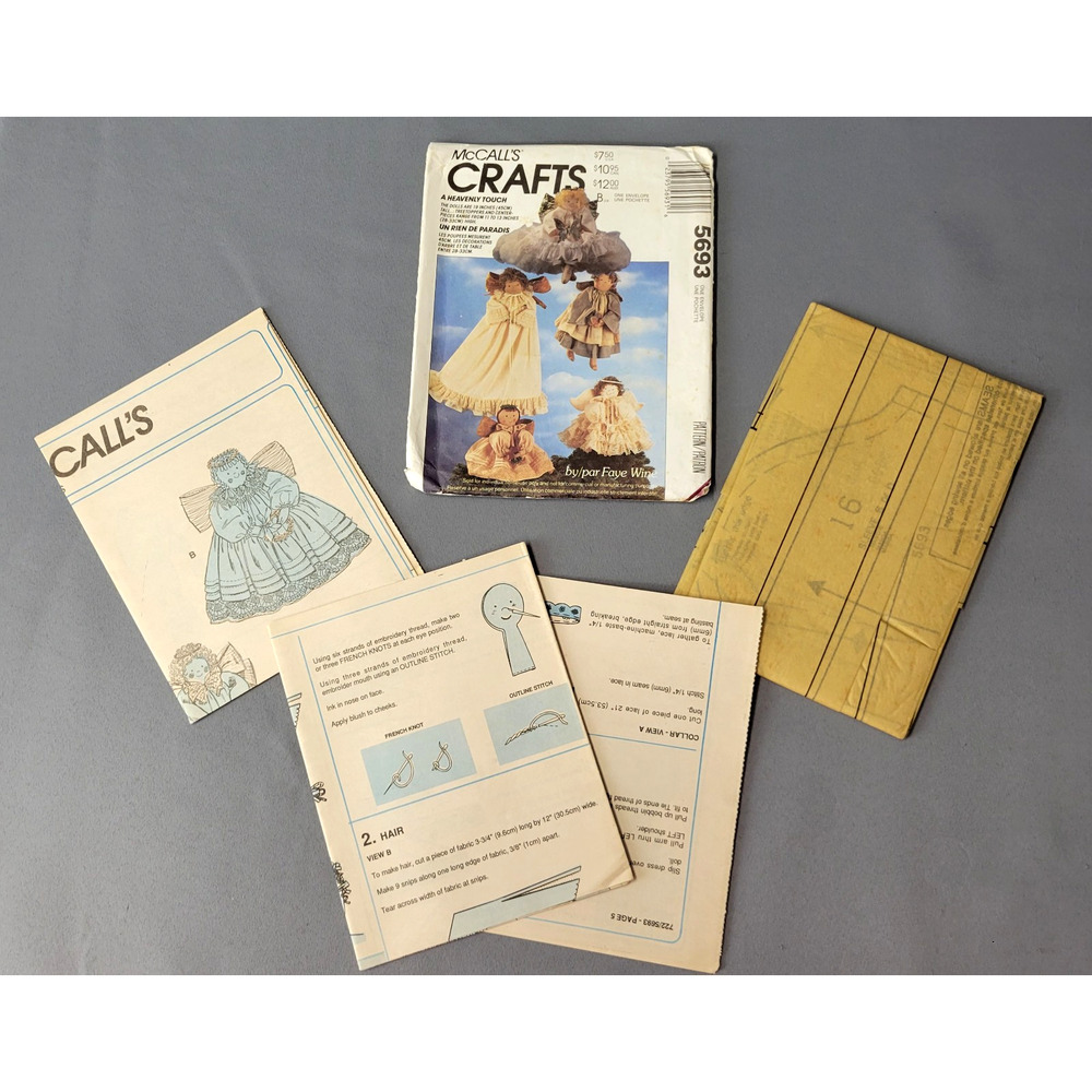 McCalls Craft Sewing Pattern #5693 Angel Dolls Tree Top Centerpieces 1991 UNCUT